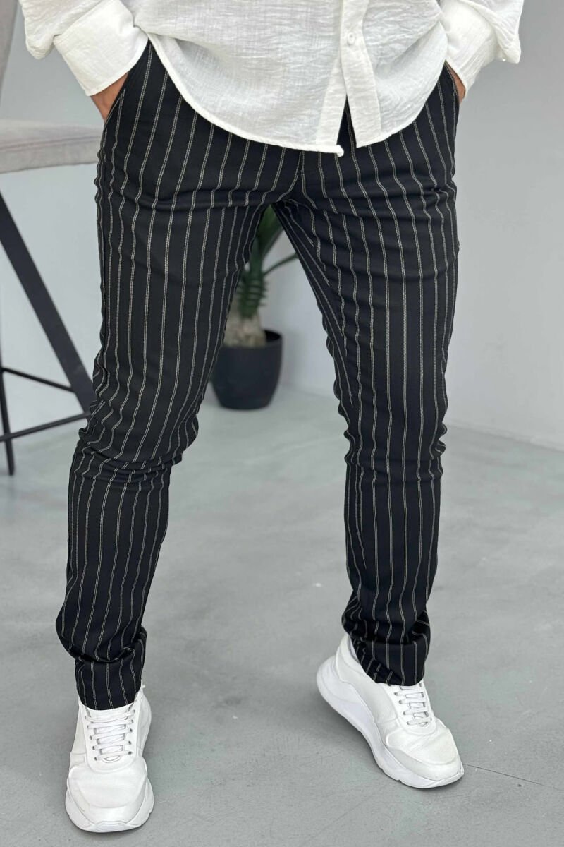 STRIPES DESIGN SIMPLE MEN PANTS BLACK/ E ZEZE - 3
