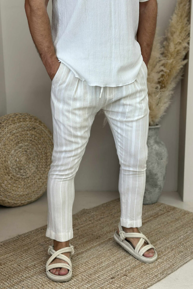 STRIPES LACINGS MEN PANTS CREAM/KREM - 2