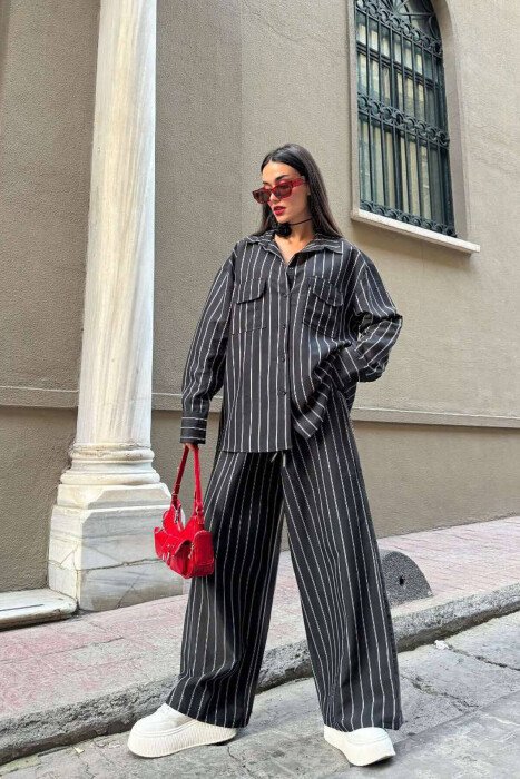 KOSTUM PËR FEMRA KËMISHË DHE PANTALLONA NË NGJYRË TË ZEZË - KLAUDIO FASHION