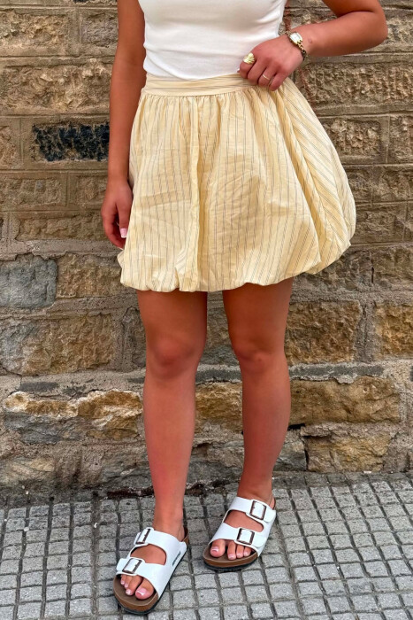 STRIPES SHORT WOMEN SKIRT YELLOW/E VERDHE - 4