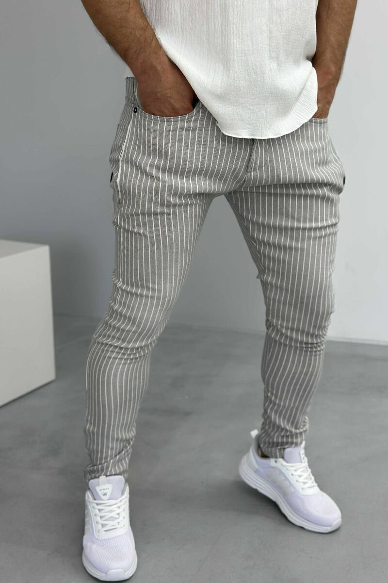 STRIPES SIMPLE MEN PANTS LIGHT GREY/GZ - 1