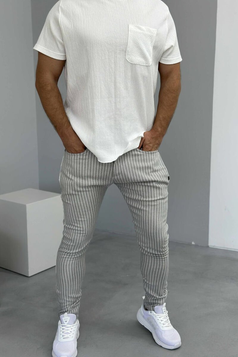 STRIPES SIMPLE MEN PANTS LIGHT GREY/GZ - 2