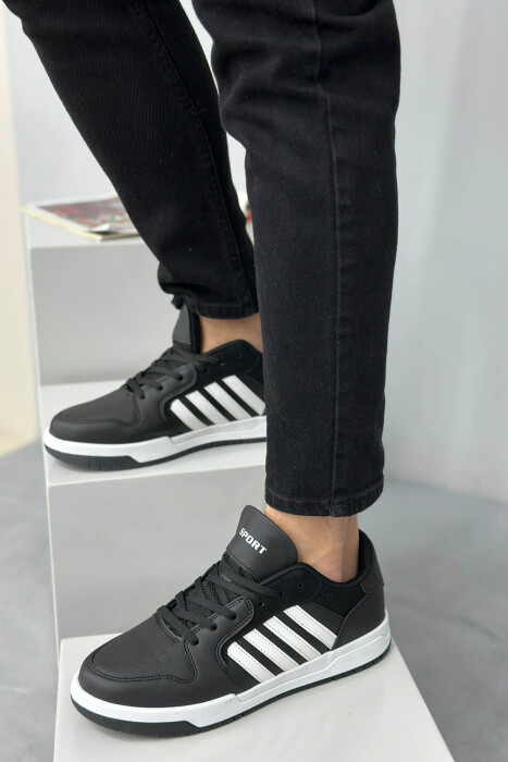 STRIPES SIMPLE MEN SNEAKERS BLACK-WHITE/ZEBA - KLAUDIO FASHION