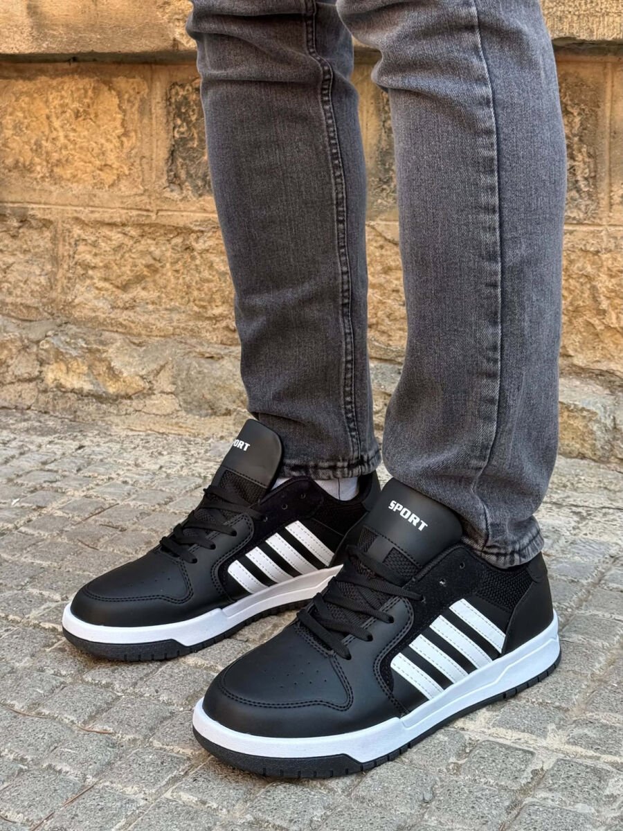 STRIPES SIMPLE MEN SNEAKERS BLACK-WHITE/ZEBA - 1