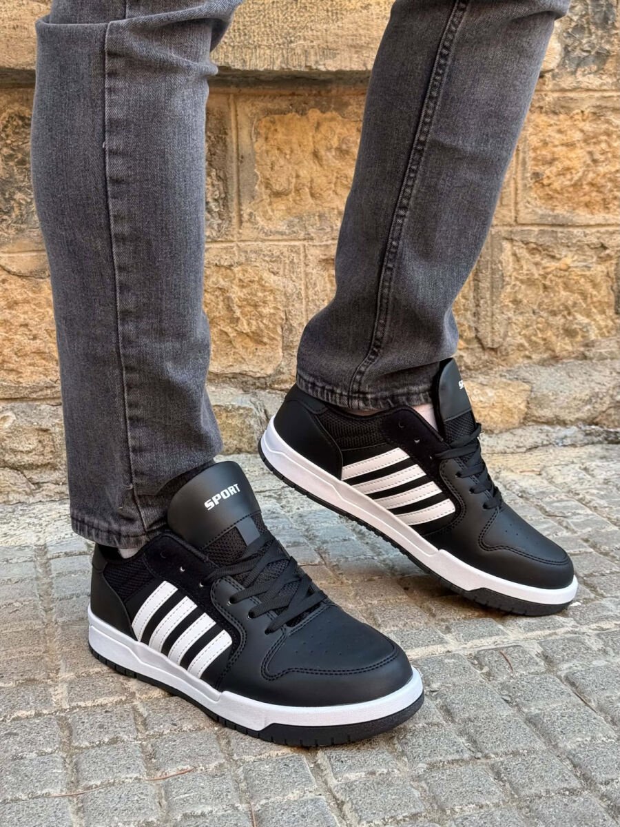 STRIPES SIMPLE MEN SNEAKERS BLACK-WHITE/ZEBA - 2