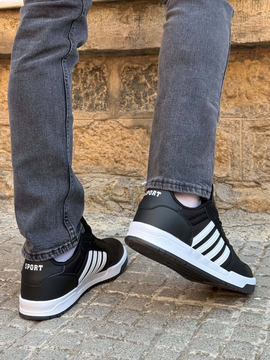 STRIPES SIMPLE MEN SNEAKERS BLACK-WHITE/ZEBA - 3