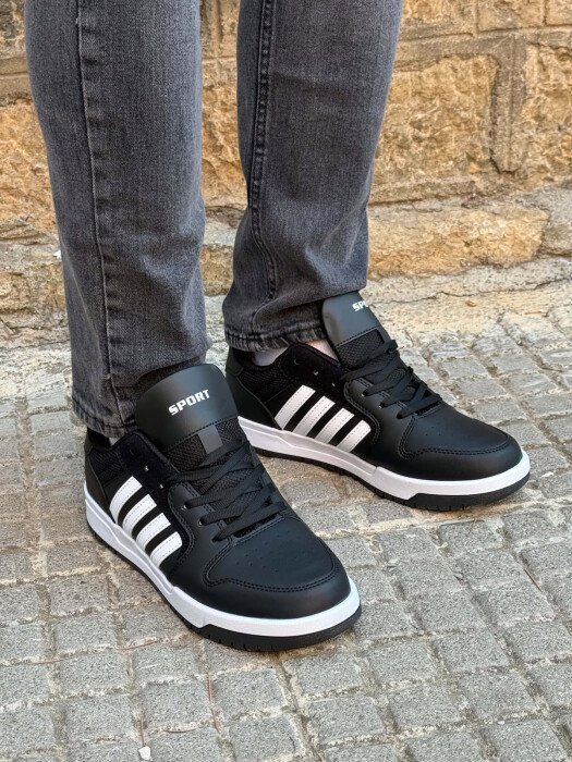 STRIPES SIMPLE MEN SNEAKERS BLACK-WHITE/ZEBA - 4