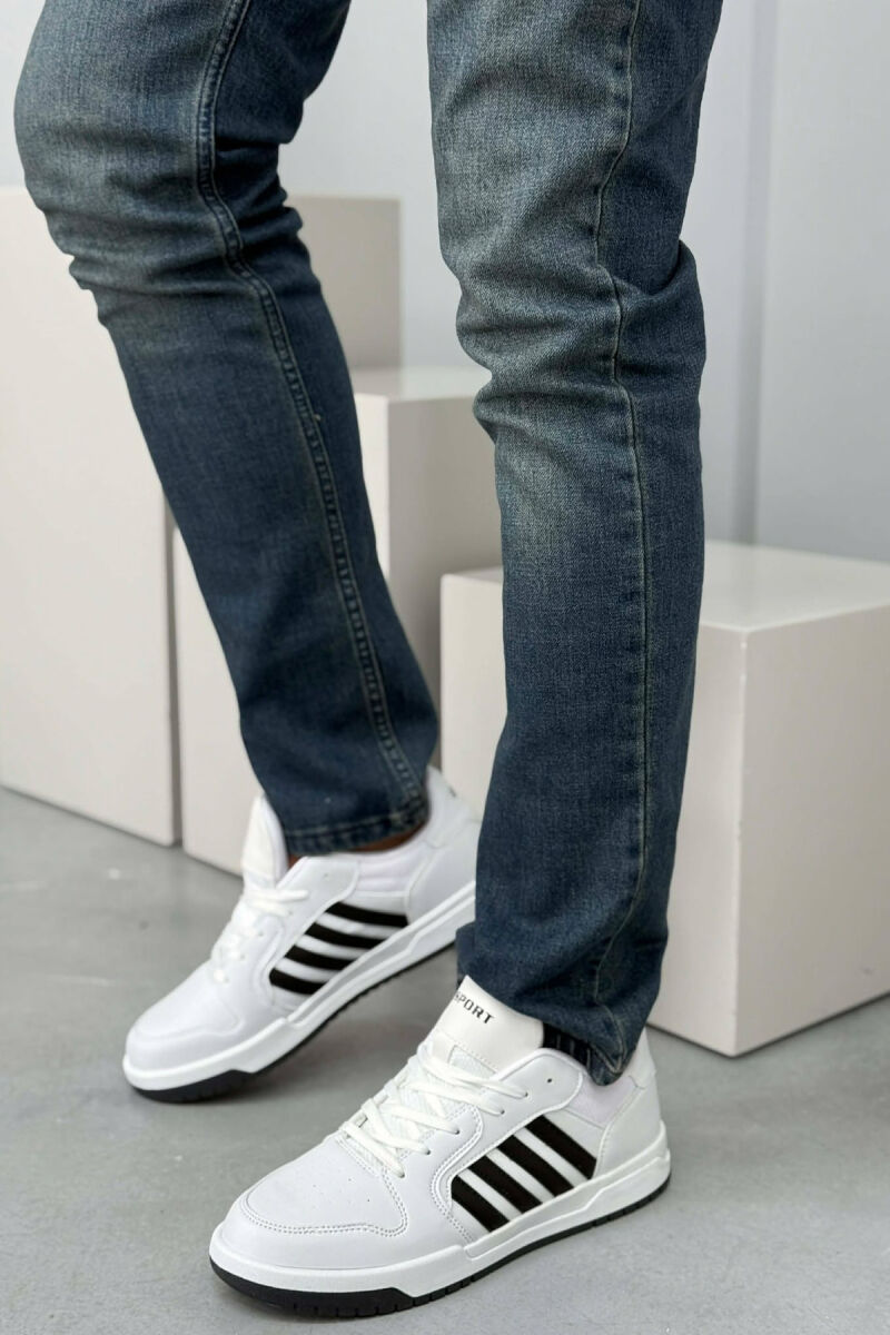 STRIPES SIMPLE MEN SNEAKERS WHITE-BLACK/BAZE - 1