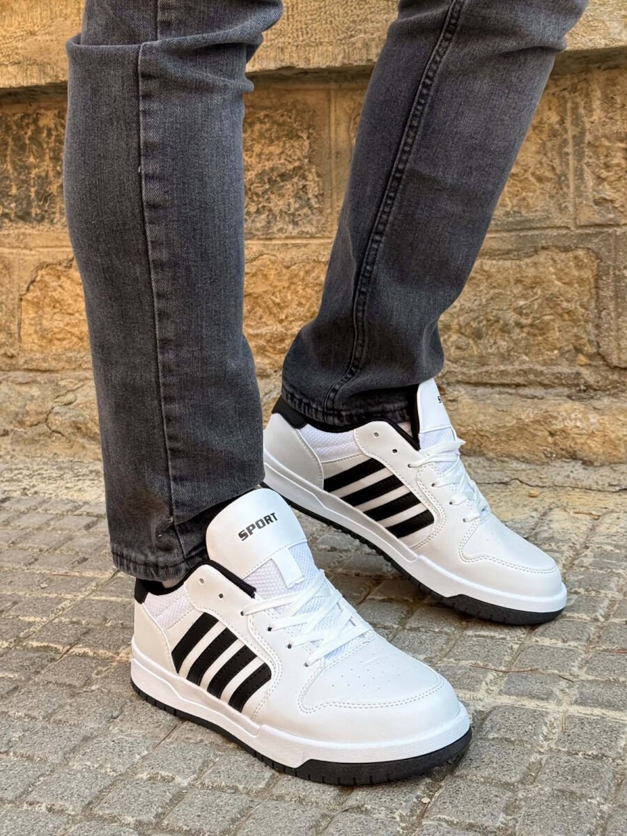 STRIPES SIMPLE MEN SNEAKERS WHITE-BLACK/BAZE - 2