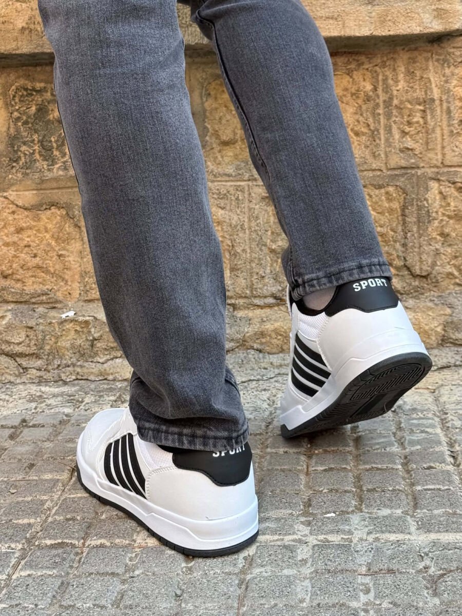 STRIPES SIMPLE MEN SNEAKERS WHITE-BLACK/BAZE - 4