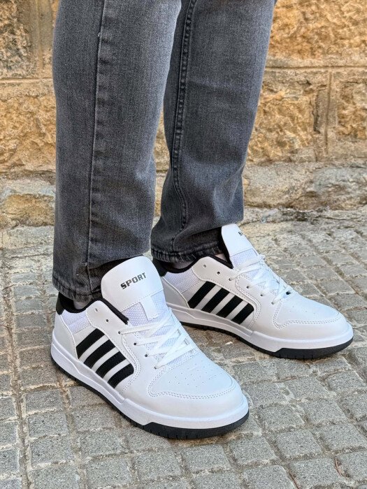 STRIPES SIMPLE MEN SNEAKERS WHITE-BLACK/BAZE - 5