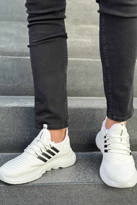STRIPES SIMPLE MEN SNEAKERS WHITE-BLACK/BAZE - 1