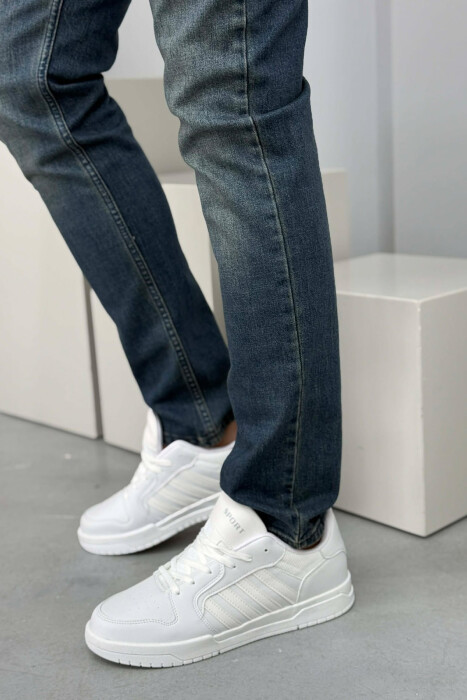 STRIPES SIMPLE MEN SNEAKERS WHITE-E BARDHE - KLAUDIO FASHION