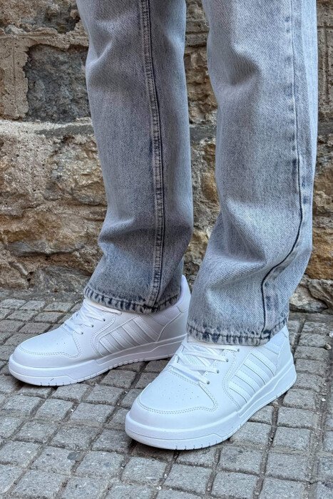 STRIPES SIMPLE MEN SNEAKERS WHITE-E BARDHE - KLAUDIO FASHION