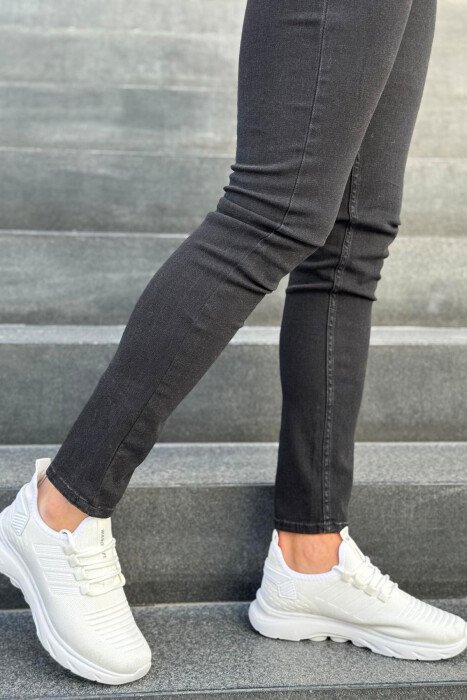 STRIPES SIMPLE MEN SNEAKERS WHITE-E BARDHE - KLAUDIO FASHION