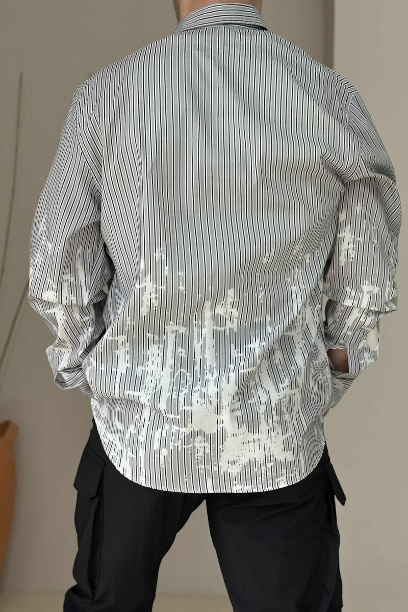 STRIPES WRITTINGS MEN SHIRT LIGHT GREY/GZ - 4