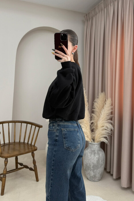 STUDIO FRONT WRITTING ELASTIC WAIST WOMEN SWEATSHIRT BLACK/ E ZEZE - 3