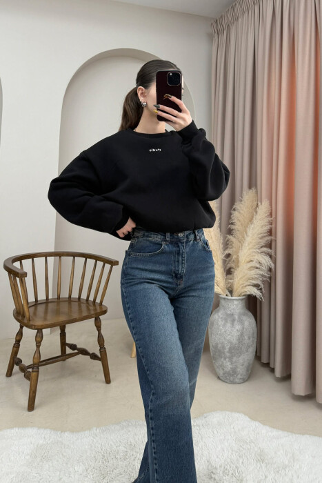 STUDIO FRONT WRITTING ELASTIC WAIST WOMEN SWEATSHIRT BLACK/ E ZEZE - 4