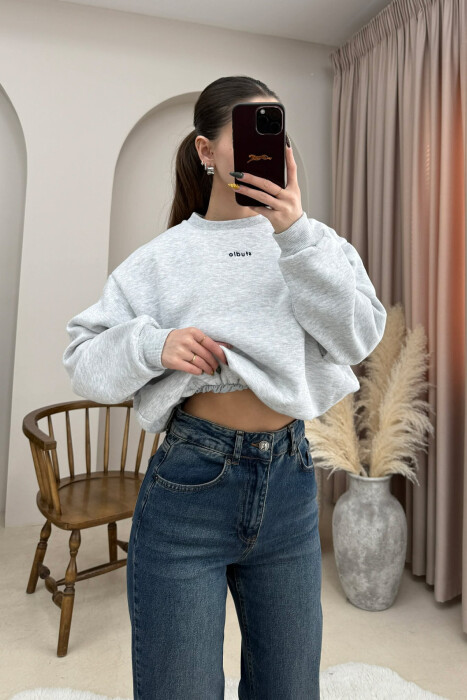 STUDIO FRONT WRITTING ELASTIC WAIST WOMEN SWEATSHIRT LIGHT GREY/GZ - 2