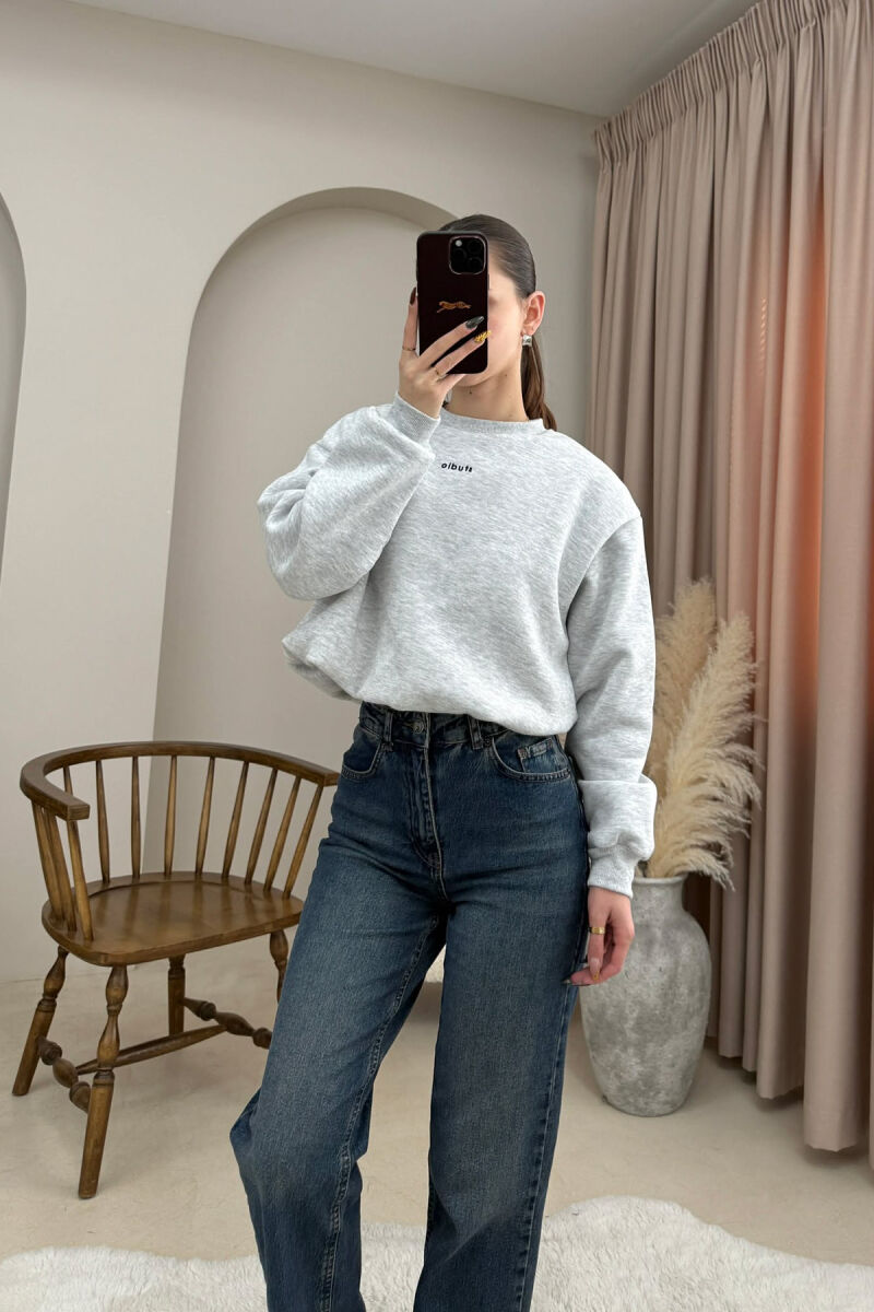 STUDIO FRONT WRITTING ELASTIC WAIST WOMEN SWEATSHIRT LIGHT GREY/GZ - 4