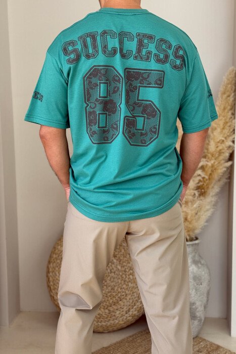 SUCCESS 85 WRITTING SIMPLE MEN T-SHIRT GREEN/JESHILE - 3