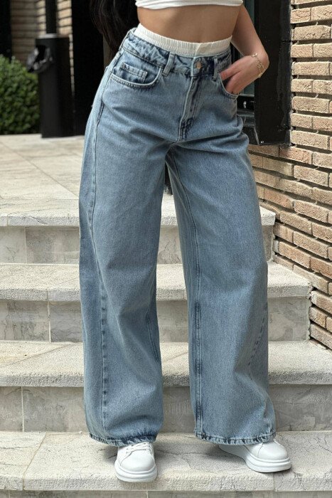 SUPER BAGGY WOMAN JEANS BLUE/BLU - KLAUDIO FASHION