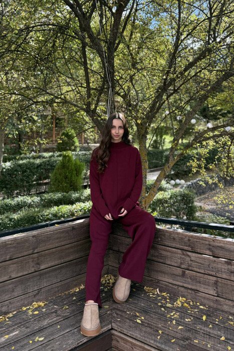 SWEATER+TROUSERS ONE COLOR WOMAN SET BURGUNDY/VISHNJE 