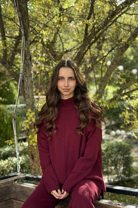 SWEATER+TROUSERS ONE COLOR WOMAN SET BURGUNDY/VISHNJE - 3