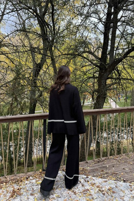SWEATER+TROUSERS STRIPED WOMEN KNIT SET BLACK/ E ZEZE - 4