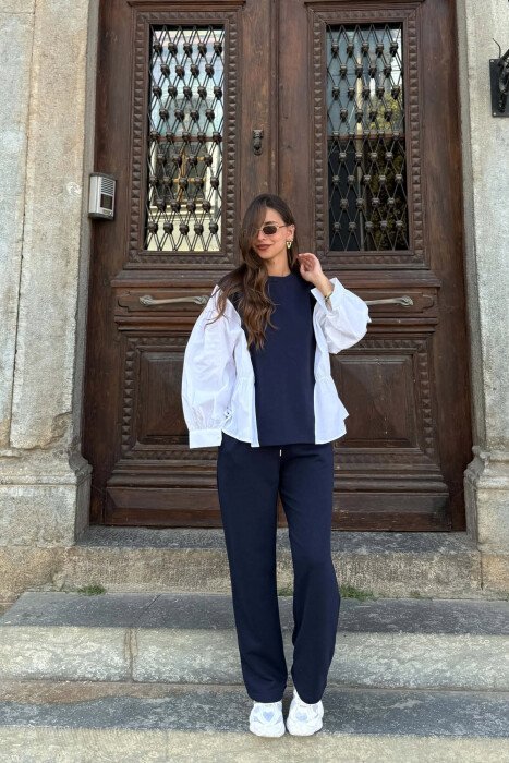 SWEATSHIRT + ELASTIC WAIST SWEATPANTS WOMAN SET BLUE/BLU 