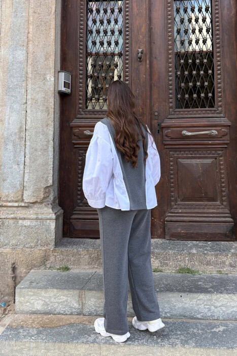 SWEATSHIRT + ELASTIC WAIST SWEATPANTS WOMAN SET GREY/GRI - 5