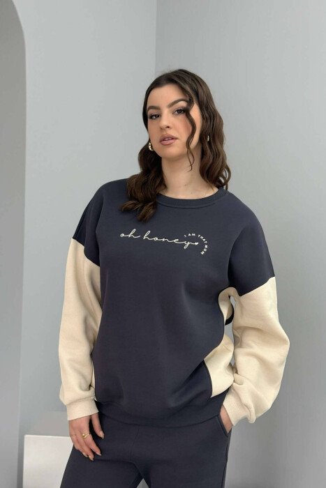 SWEATSHIRT+JOGGERS FLUFFY WOMEN SET DARK GREY/GEE - 3