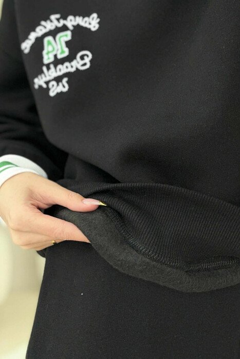 SWEATSHIRT+SWEATPANTS FLUFFY WOMEN SET BLACK/ E ZEZE - 4