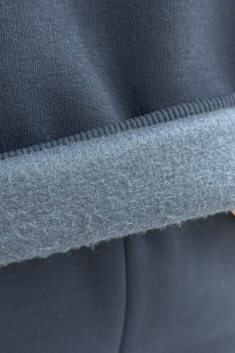 SWEATSHIRT+SWEATPANTS FLUFFY WOMEN SET DARK BLUE/BEE - 7