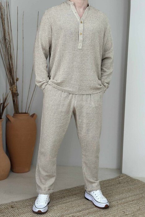 SWEATSHIRT+TROUSERS ONE COLOR MEN SET BEIGE/BEZHE - 3