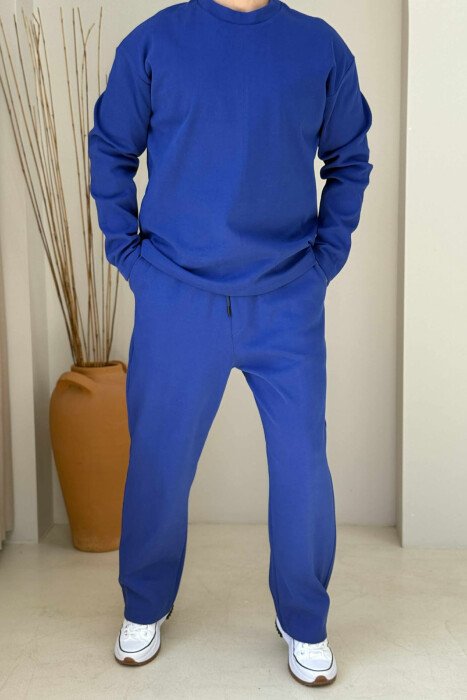 SWEATSHIRT+SWEATPANTS ONE COLOR MEN SET BLUE/BLU - 1