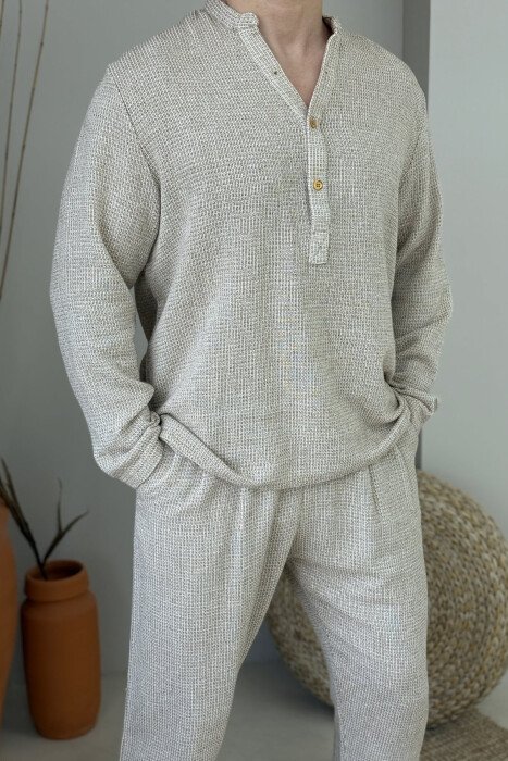 SWEATSHIRT+TROUSERS ONE COLOR MEN SET DARK BEIGE/BEZHE ERRET - 2