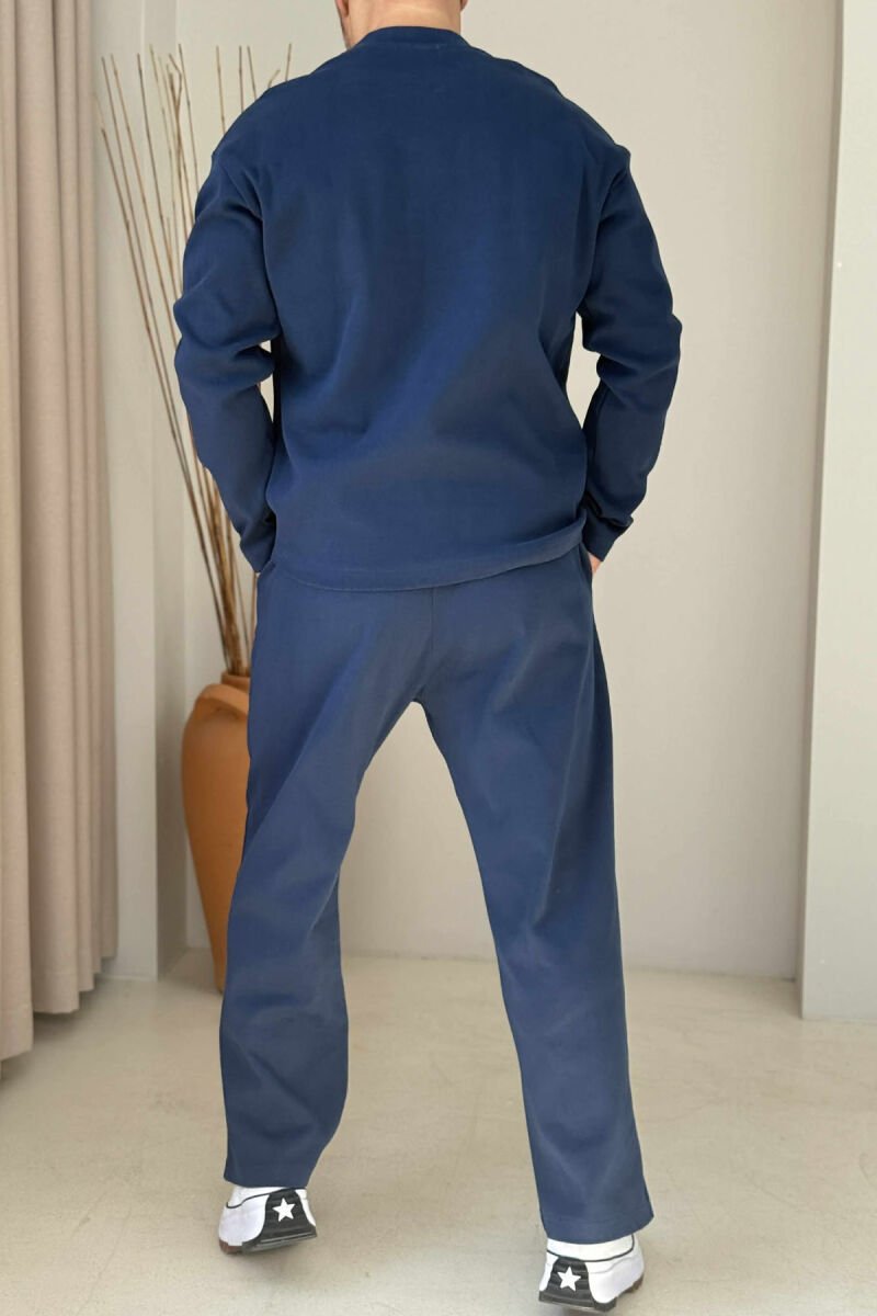 SWEATSHIRT+SWEATPANTS ONE COLOR MEN SET DARK BLUE/BEE - 2