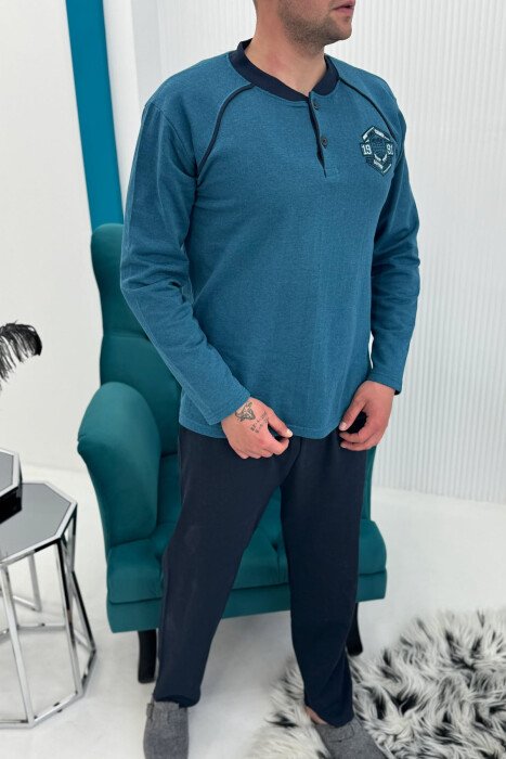 SWEATSHIRT+TROUSERS SMALL LOGO MEN PYJAMAS BLUE STONE/GK - 2