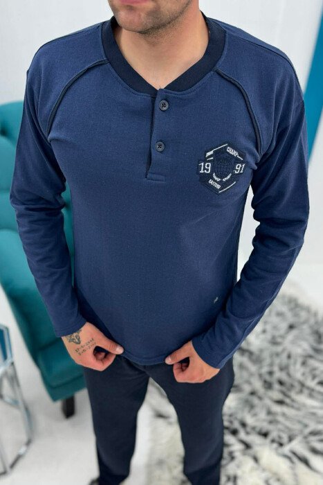 SWEATSHIRT+TROUSERS SMALL LOGO MEN PYJAMAS BLUE/BLU - 3