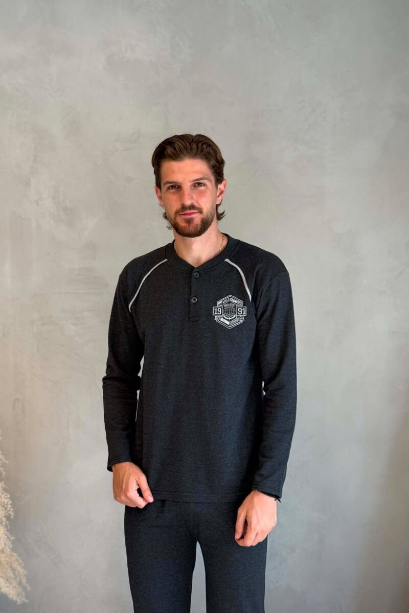 SWEATSHIRT+TROUSERS SMALL LOGO MEN PYJAMAS DARK GREY/GEE - 3