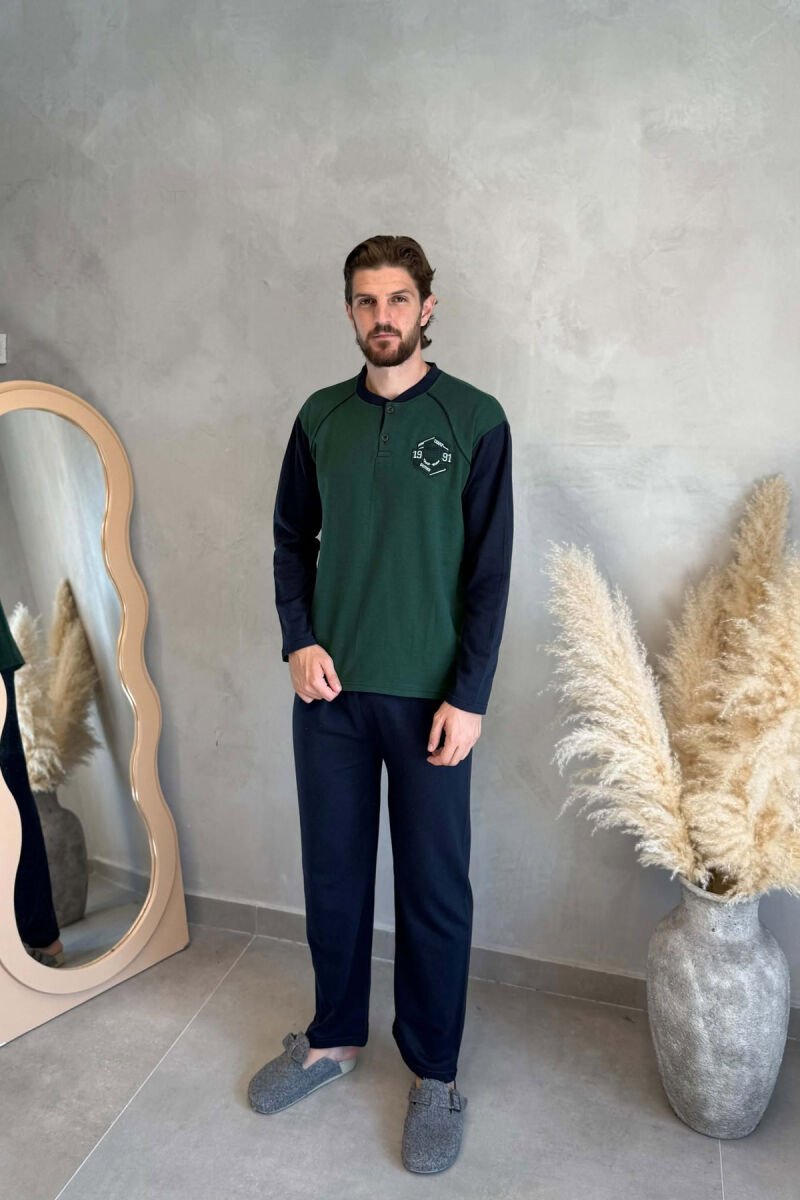 SWEATSHIRT+TROUSERS SMALL LOGO MEN PYJAMAS GREEN/JESHILE - 1