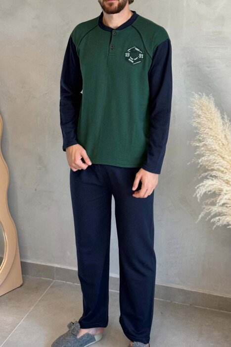 SWEATSHIRT+TROUSERS SMALL LOGO MEN PYJAMAS GREEN/JESHILE - 2