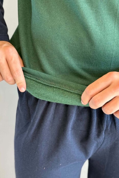 SWEATSHIRT+TROUSERS SMALL LOGO MEN PYJAMAS GREEN/JESHILE - 4