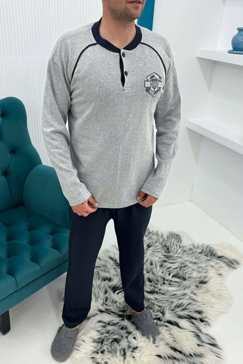 SWEATSHIRT+TROUSERS SMALL LOGO MEN PYJAMAS LIGHT GREY/GZ - 1
