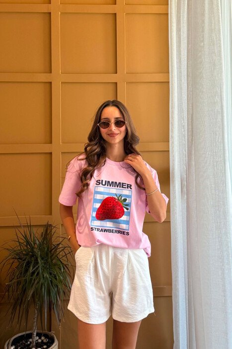 T-SHIRT PER FEMRA NE NGJYRE ROZE - KLAUDIO FASHION