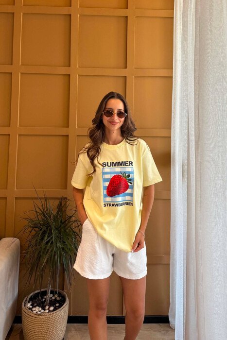 T-SHIRT PER FEMRA NE NGJYRE TE VERDHE - KLAUDIO FASHION