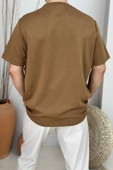 T-SHIRT I THJESHTË ME DIZANJIN E ARUSHIT PËR MESHKUJ NË NGJYRË KAFE - 2