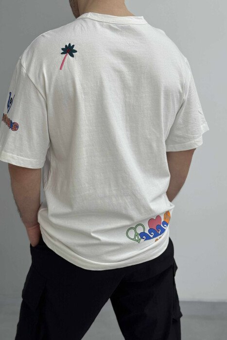 T-SHIRT I THJESHTË ME IMAZH PËR MESHKUJ NË NGJYRËN E BARDHË - 4