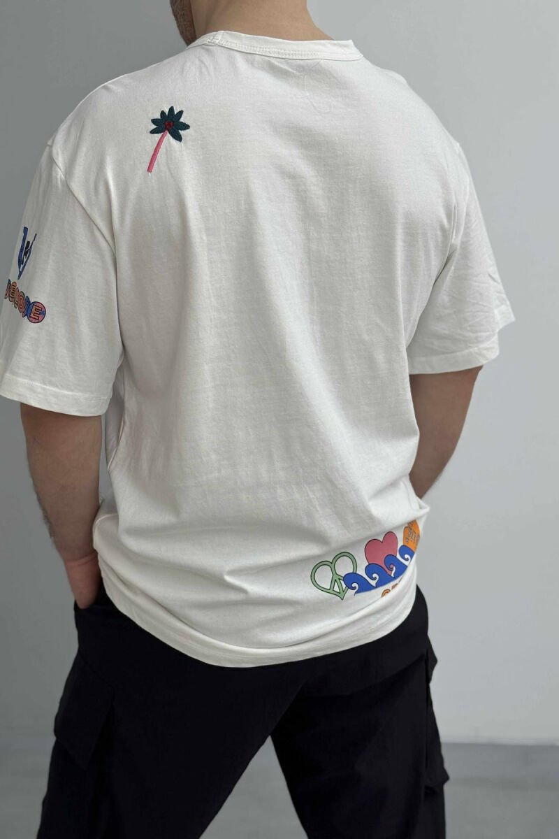 T-SHIRT I THJESHTË ME IMAZH PËR MESHKUJ NË NGJYRËN E BARDHË - 4